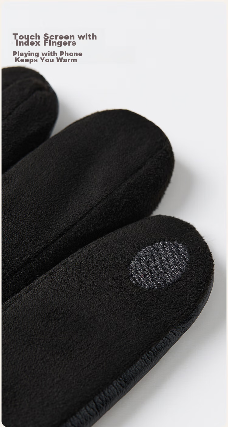 JIUMU Warm Leather Gloves for Men, Winter Thickened Fleece-Lined, Suitable for Cycling And Driving, Windproof, Cold-Resistant, Touchscreen Compatible Gloves 6