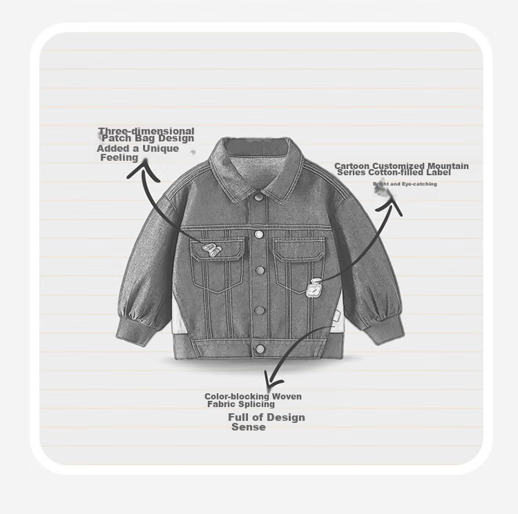 Ciciibear [Color-Fast] Boys' Denim Jacket, 2024 New Autumn Style, Trendy Children's Outerwear for Kids And Toddlers 17