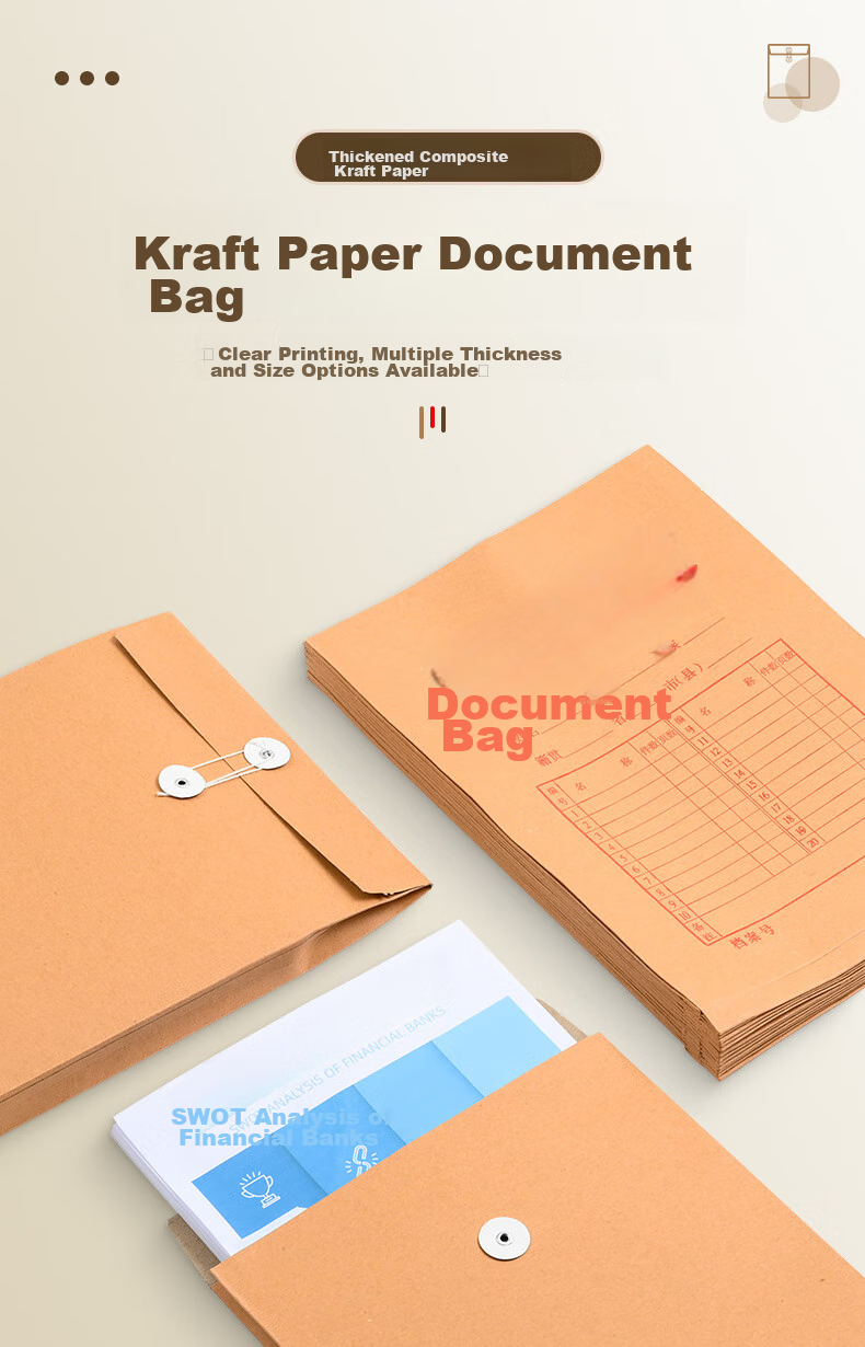 Taidang 25 File Folders, 6cm Kraft Paper, Thickened 250g Document Folders, A4 Size, for Bids And Contracts, File Storage Pouches, Receipt Organizer Bags, TA02109-25 1