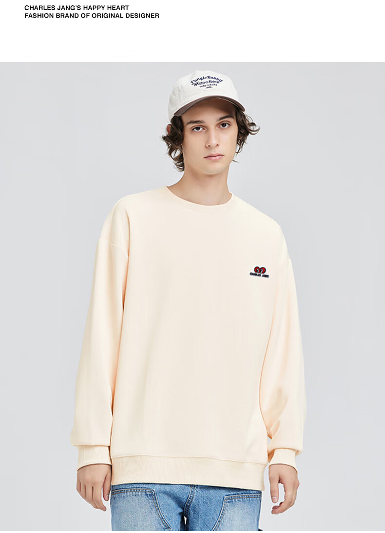 Chaersitaoxin [Bailu & Wang Churan Same Style] Sweatshirt Unisex Couple Heart Embroidery Base Layer, Pink, Size L 8