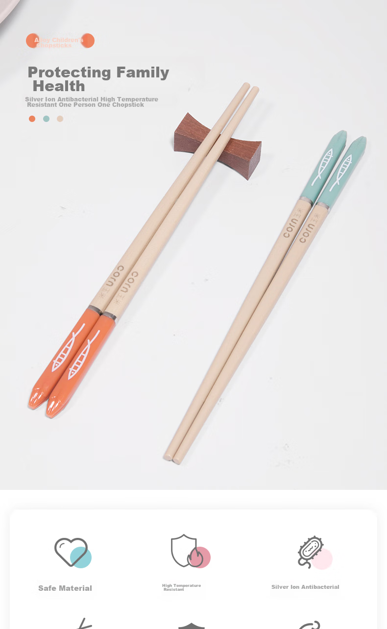 CORN Children's Alloy Chopsticks for Primary School Students, Cute Kindergarten And Home Use, Antibacterial And Heat-Resistant Short Chopsticks for Ages 6-12 1