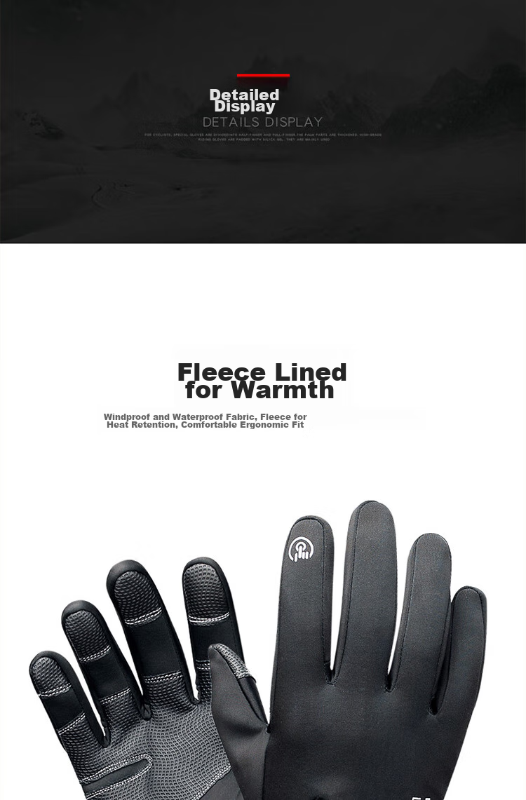 BWNK Outdoor Waterproof Gloves, Winter Zipper Touchscreen Gloves for Men And Women, Windproof Warm Fleece-Lined Gloves for Hiking And Skiing 12