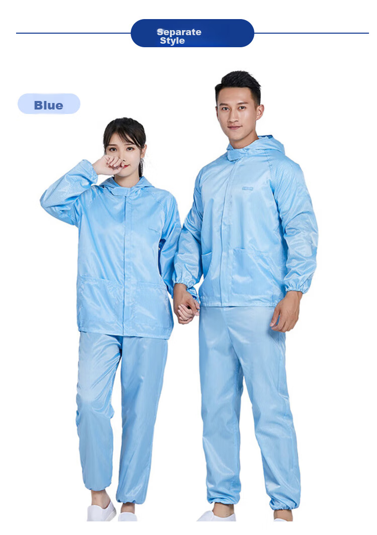 Qingxiao Dust-Free Suit, Anti-Static And Dustproof, Two-Piece, Blue XXL, Cleanroom Paint Protection Workwear 14