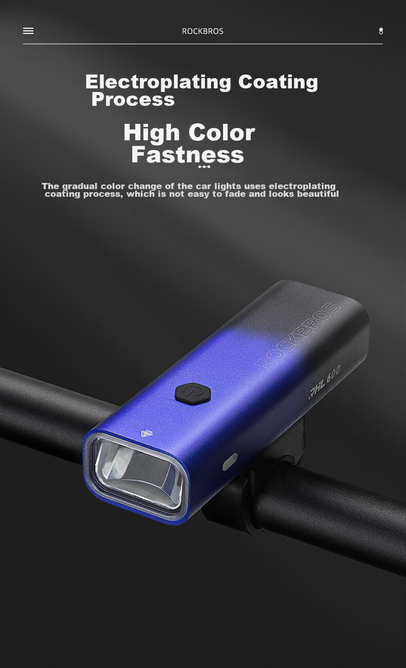 ROCKBROS Bicycle Front Light, High-Beam Night Riding Flashlight, USB Rechargeable, for Road And Mountain Bikes, Cycling Equipment 8