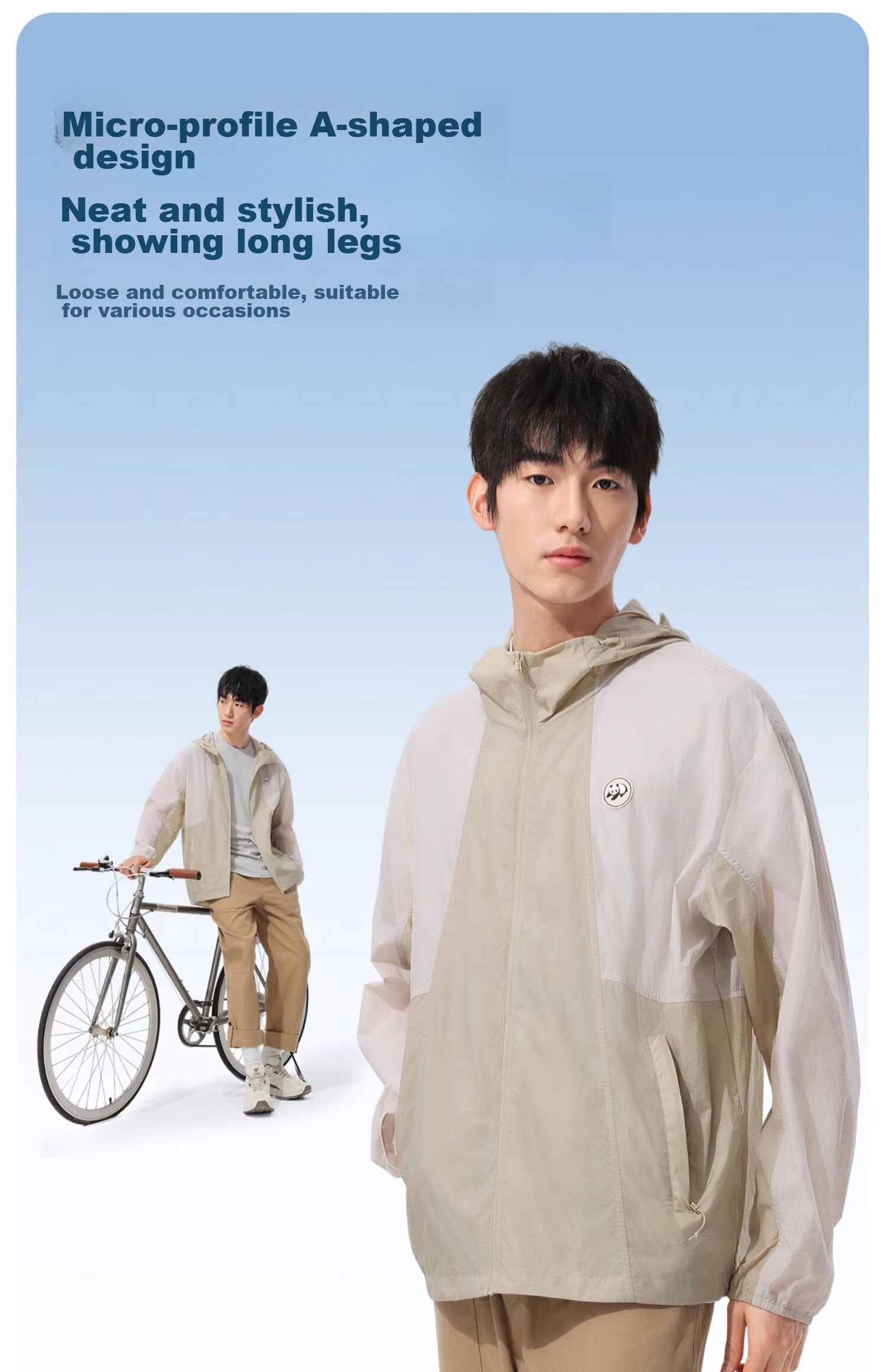 CAMEL Panda Ice Popsicle Sun Protection Clothing for Men, 2024 New Spring And Summer Lightweight Breathable UV Protection Outdoor Cycling Wear 15