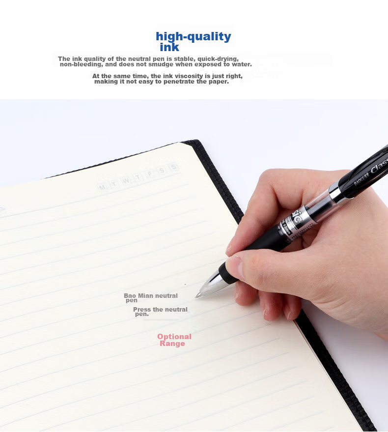 BAOKE A35 0.5mm Red Retractable Gel Pen Office Signing Pen Bullet Tip Water-Based Pen 12 Pcs/box 4