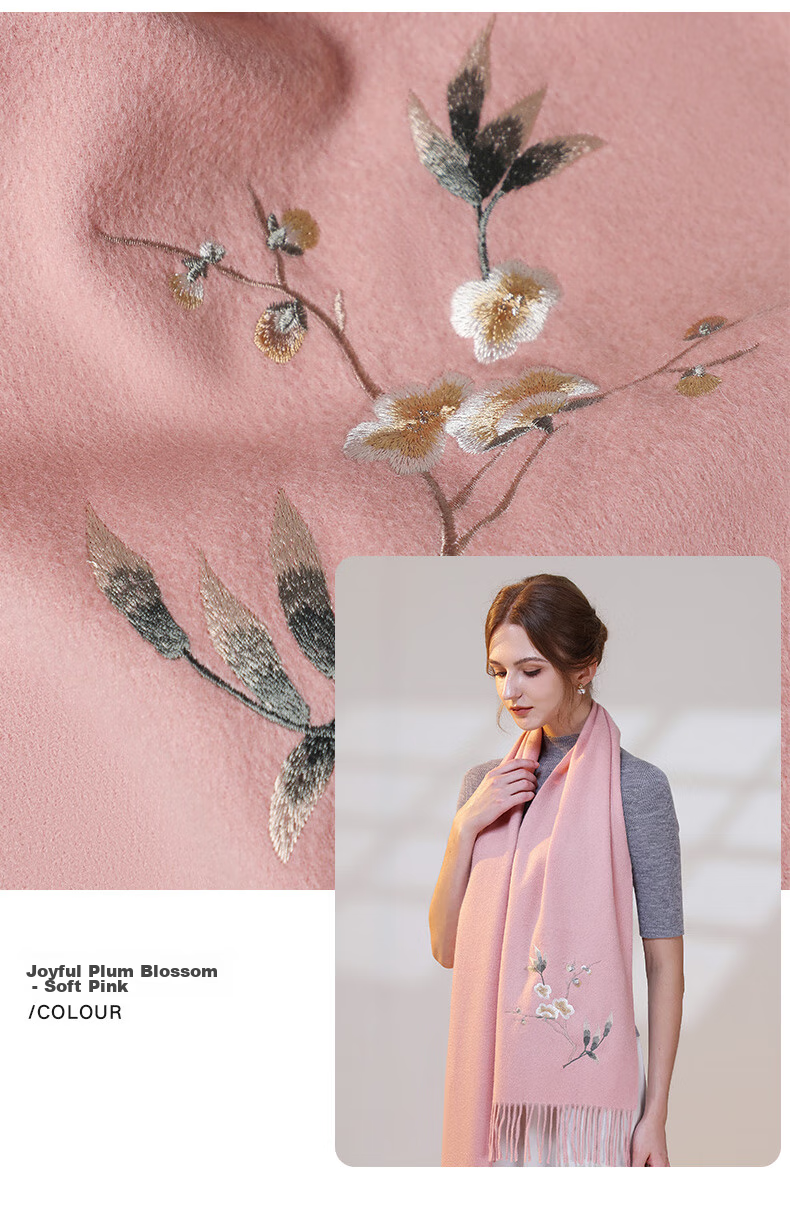 Hangsifu Pure Wool Embroidered Scarf, Neck Warmer, Outer Wrap Shawl, Autumn And Winter Warm Cloak, Birthday Gift Box for Mothers And Wome 23