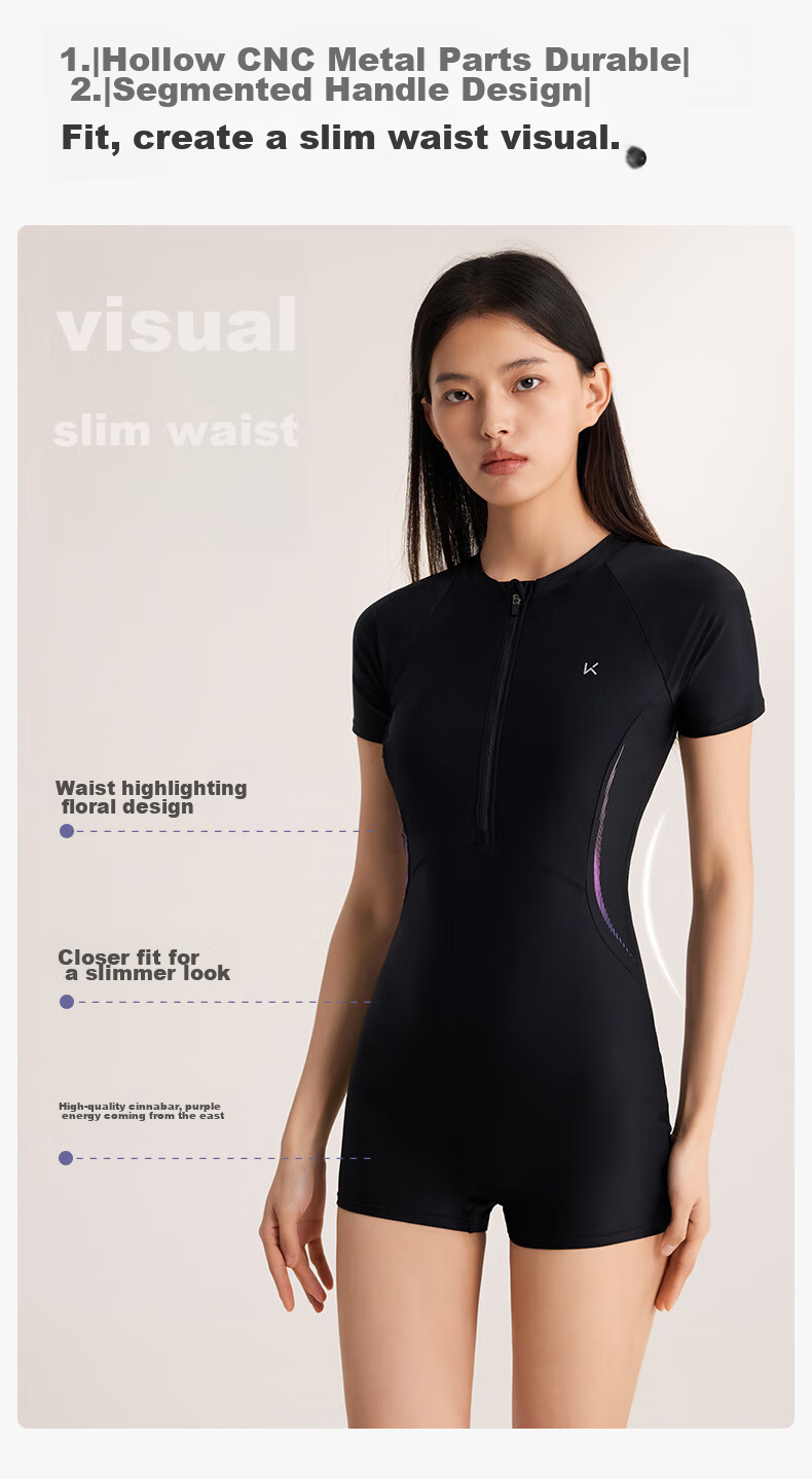 Keep Women's Professional One-Piece Swimsuit, Training Conservative Plus Size Hot Spring Swimwear, 600 Black M 4