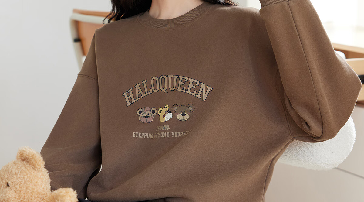 Halo Queen Women's Sweatshirt, Spring And Autumn Round Neck, Little Bear Christmas Outfit, Fashionable Loose Top Jacket H143W1002 25
