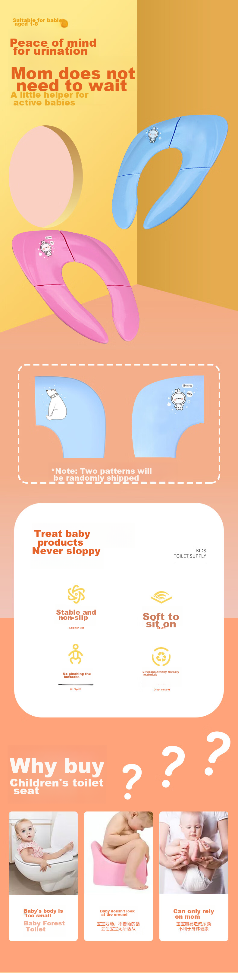Babyprints Children's Toilet Seat, Baby Potty Training Aid, Foldable Portable Blue Toilet Ring for Infants And Kids 1