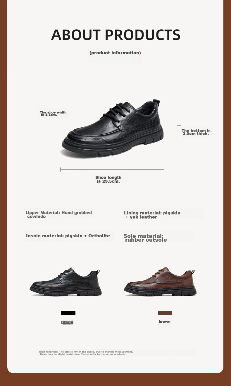 CAMEL Commuter British Retro Cowhide Formal Casual Leather Shoes for Men G13A155022 Black 41 11