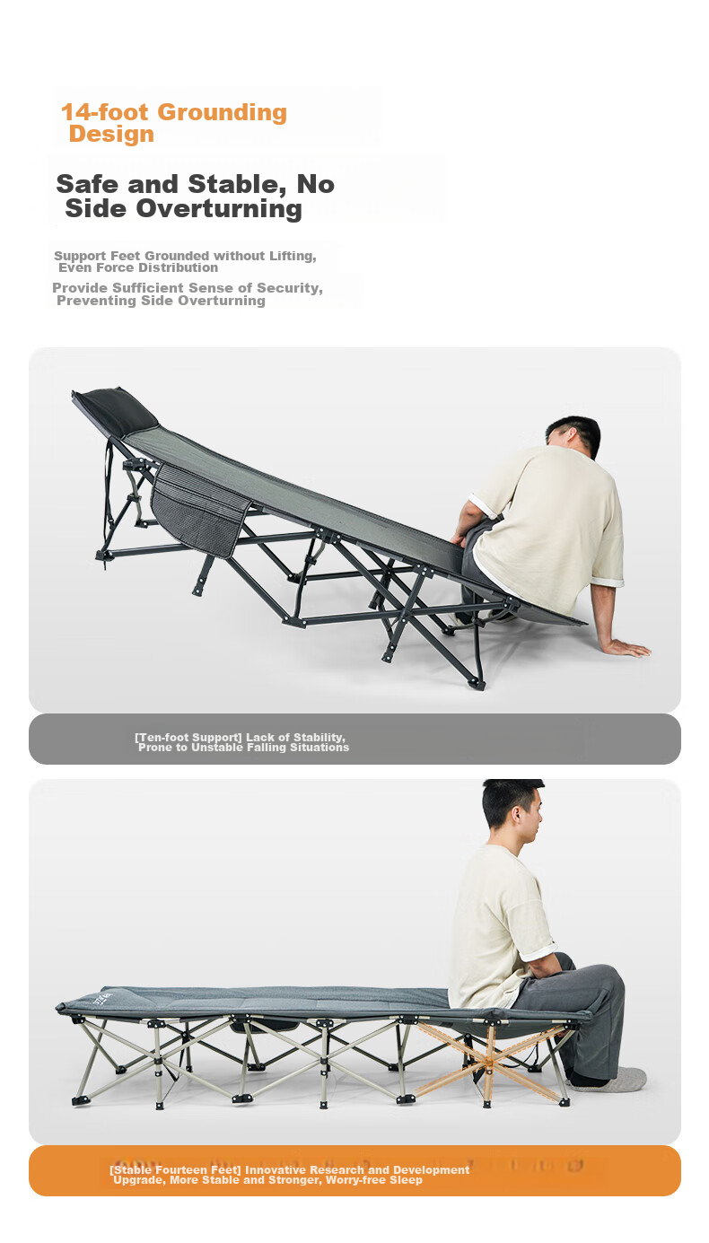 Restar Folding Bed, Single Office Nap Chair, Companion Care Simple Bed, Portable Multifunctional Camp Bed - 14 Feet 4
