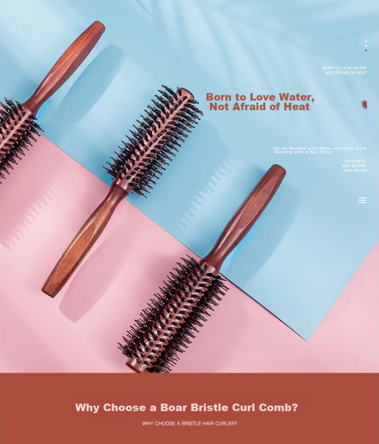 Cigeman Curling Iron, Pig Bristle Brush, Volumizing Styling Tool, Suitable for Men And Women, Hair Beauty Inner-Clipping Curler 9