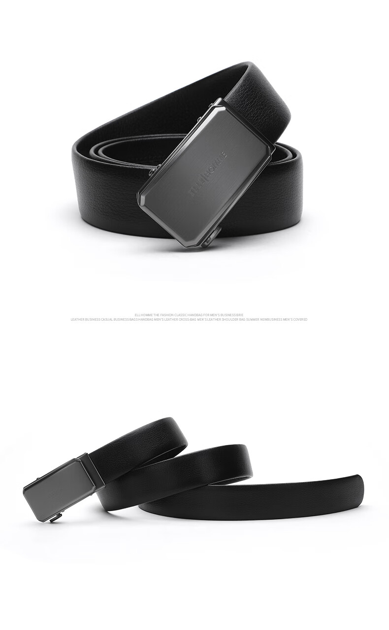 ELLE HOMME Men's Belt, High-Quality Top-Grain Leather Automatic Buckle Waistband, Business Formal Trouser Belt, Birthday Gift for Me 8