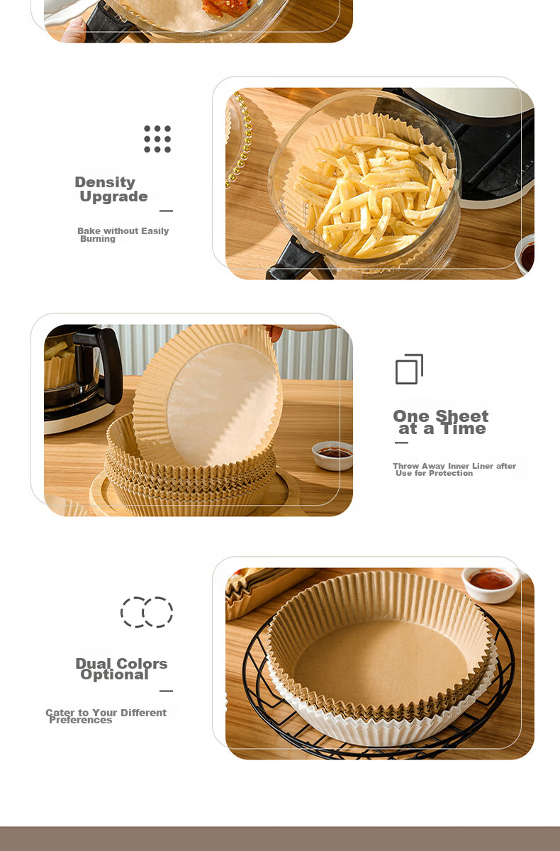 Kaulus Air Fryer Paper Trays, Baking Tools for Home Oven, Silicone Oil Paper Bowls And Plates, 100 Square Paper Trays 13