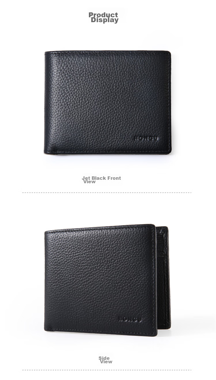 HONGU Men's Short Wallet, Top-Grain Leather Business Card Holder Gift Box Set, Birthday Present 3