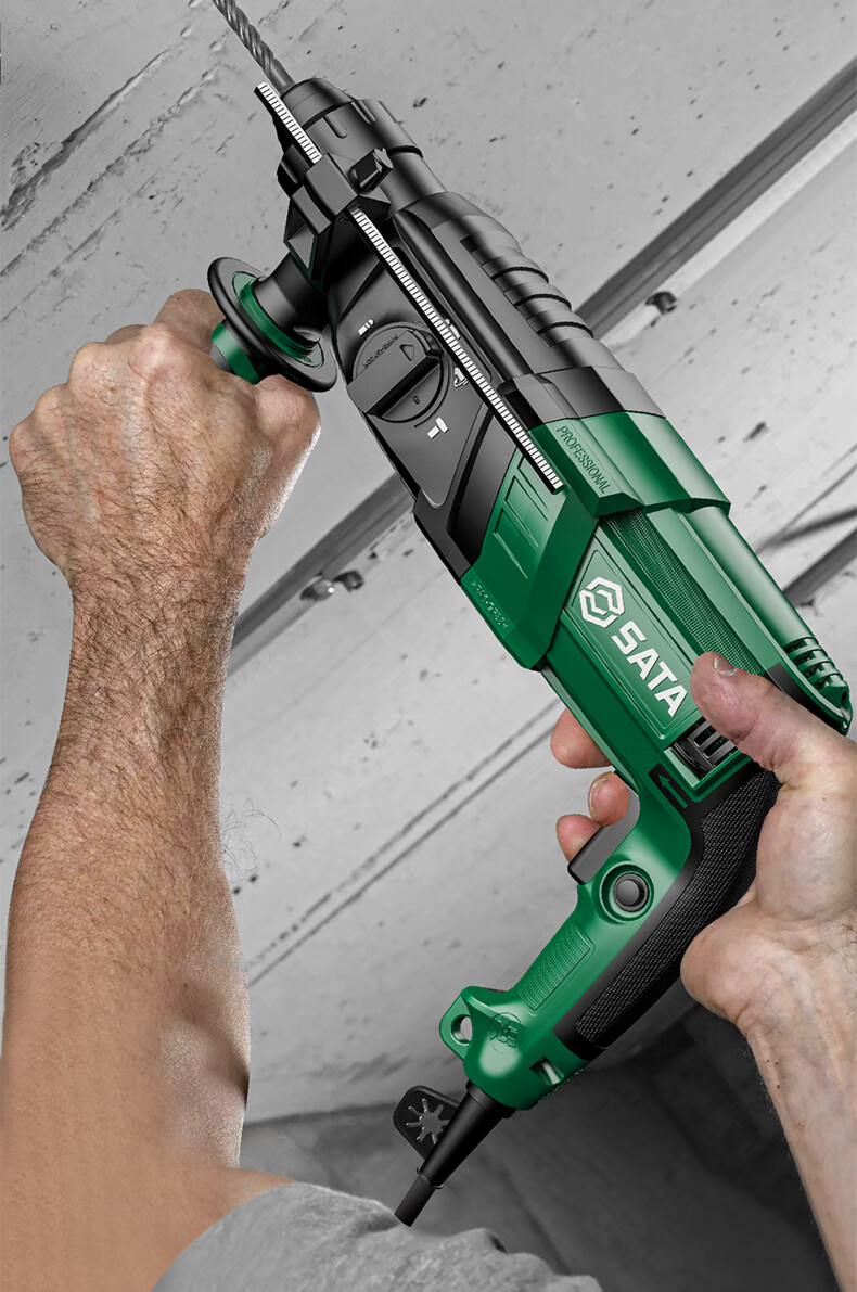 Shida (SATA) Lightweight Electric Hammer, Pickaxe, And Drill Three-In Multi-Function High-Power Impact Drill for Drilling Walls D05734 Upgraded Versio 3