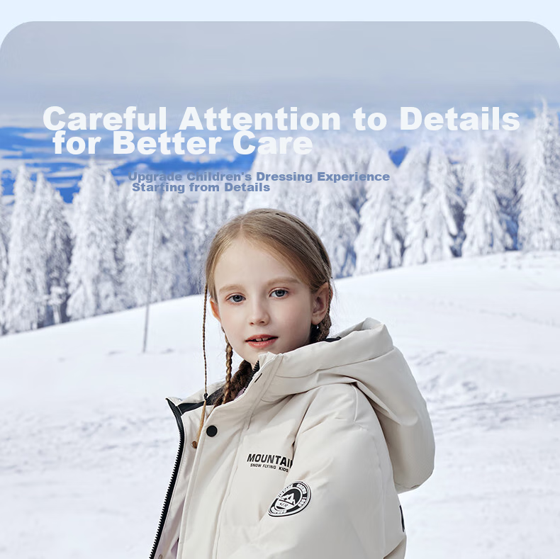 SNOWFLYING Children's Clothing, Boys' down Jacket, Thickened for Older Children, Girls' Mid-Length down Coat, Warm Beige, Size 140 21