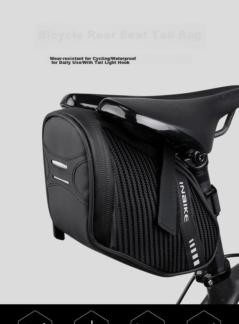 INBIKE Waterproof Bicycle Seat Cover, Tail Bag, Cushion, Mountain Bike, Road Bike, Cycling Bag, Bicycle Saddle Tail Pocket Equipment 1