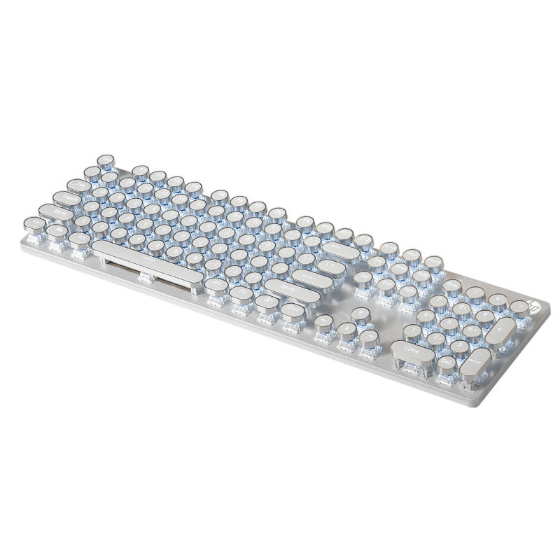 HP GK400Y Mechanical Keyboard, Steam Metal Punk Style, for Women's Office And Gaming, Wired, Silver White Tea Switches, 104 Keys