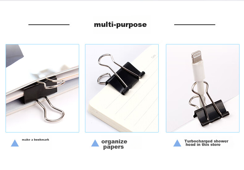 Befon Binder Clips, 60 Pieces, 15mm, Small Size, Black, File Clips, Multiple Sizes, Paper Clips, Financial Document Clips, Office Stationery, 60 Pieces/tube, 3876 11