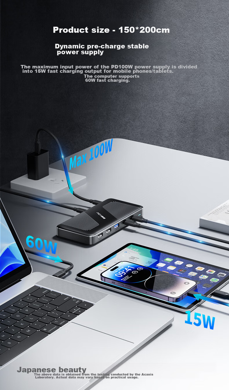 Acasis USB4 Expansion Dock, Desktop Hub, Ultra HD 8K Triple Display, Dual Output, Desktop Office Expansion Dock, Thunderbolt Compatible with Apple And Huawei, for Laptops, DS-9003 8