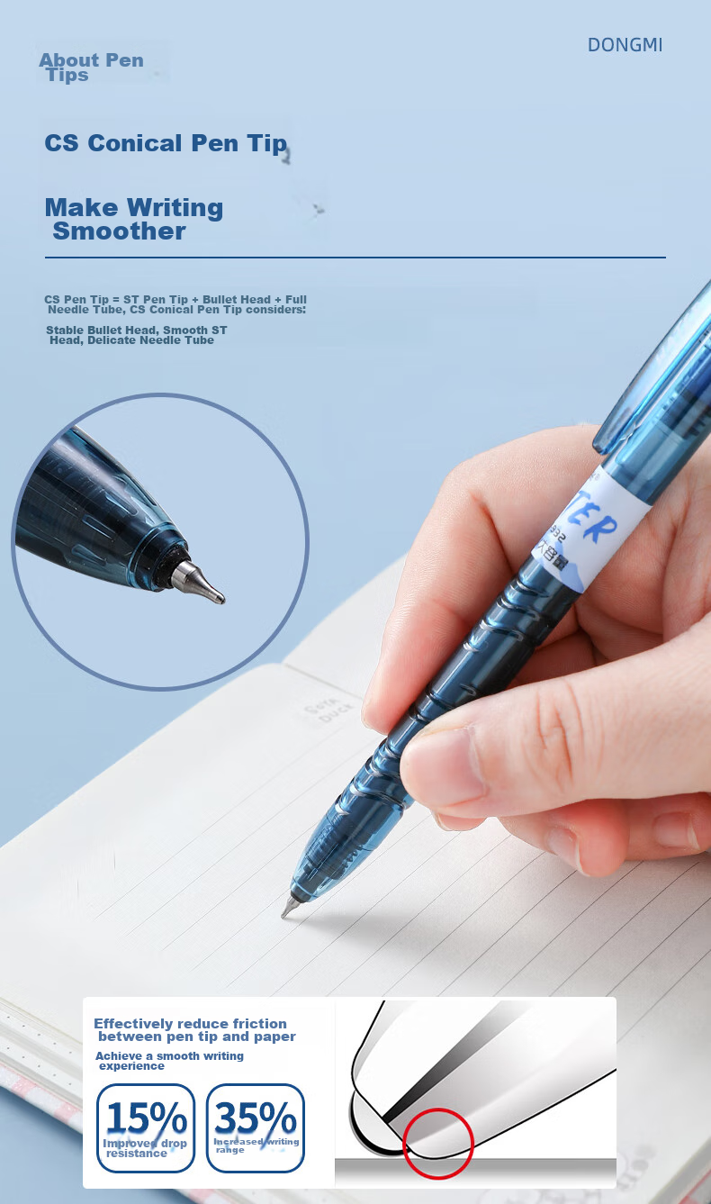 Dongmi Gel Pen, Baote Bottle Push-Button 0.5mm Signature Pen, Dongmi Bullet Tip, Essential for Primary And Secondary School Students, Office Use, Large Capacity, Exam Writing Pen, Transparent Barrel, Blue, 3 Pcs DM932 4