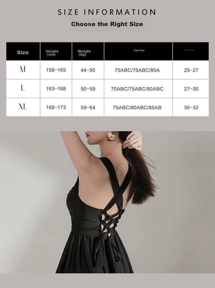 OMOM Conservative One-Piece Swimsuit for Women, Summer Fairy-Like Korean Style, Slimming And Flattering, for Students, Hot Springs, Young Girls, Beach Swimwear, Black, Size L 2