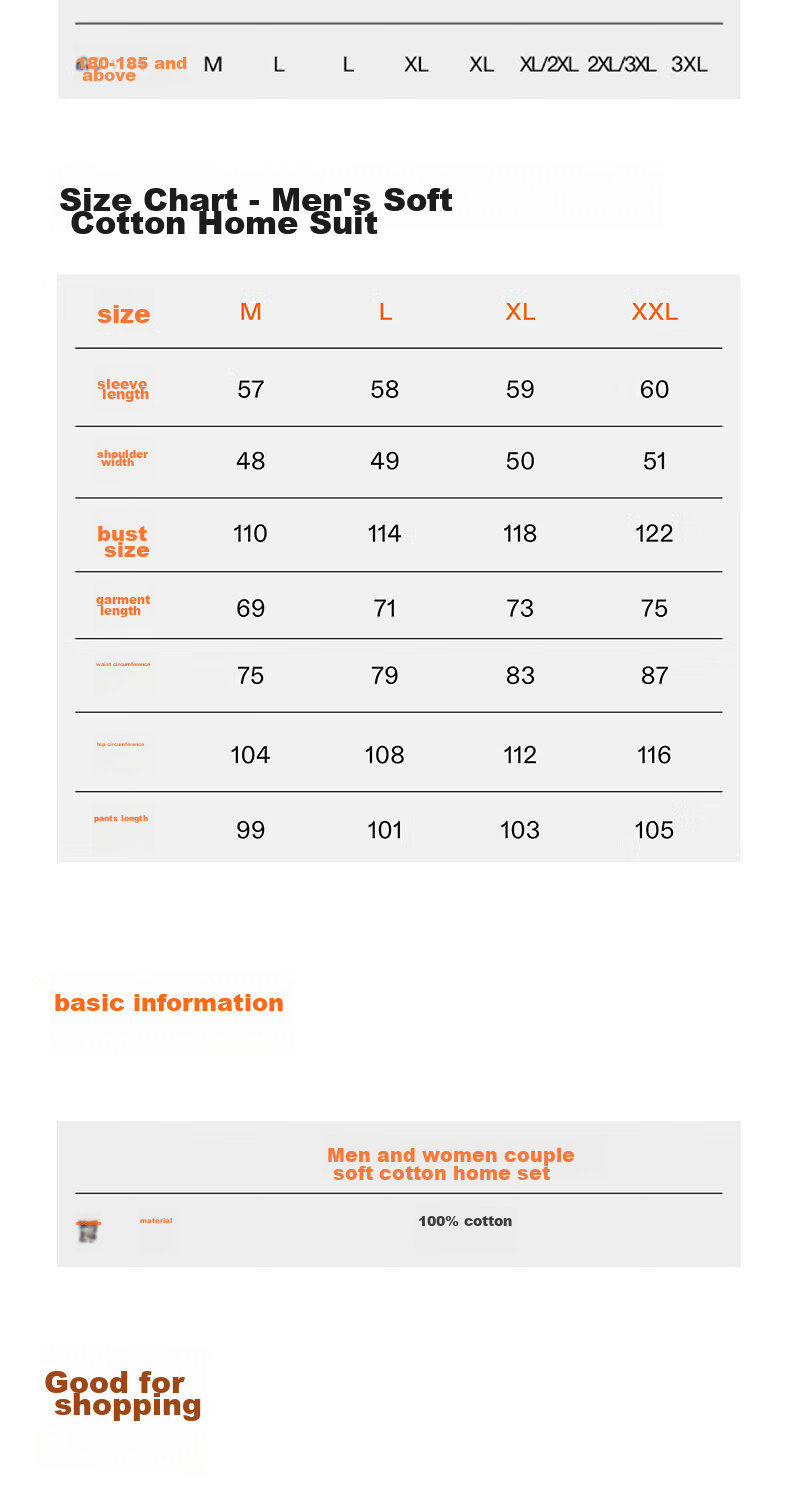 NEIWAI Orange Label [Good Lying Series] Couples' Pajama Cotton Sleepwear Set for Men And Women, Non-Pilling Breathable Loungewear 16