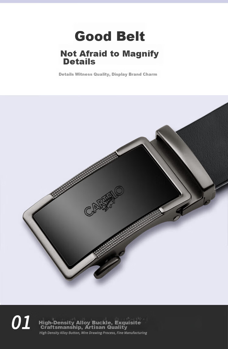 CARTELO Men's Leather Belt, Vintage Cowhide Waistband, Business Versatile Automatic Buckle Casual Trouser Belt, Gift for Boyfriend 11