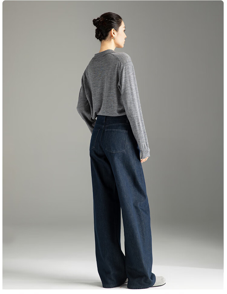 Dme Stretchy High-End Thick Fleece-Lined Warm Sickle Jeans for Women, Autumn And Winter, Cabri Blue, Size 26 15