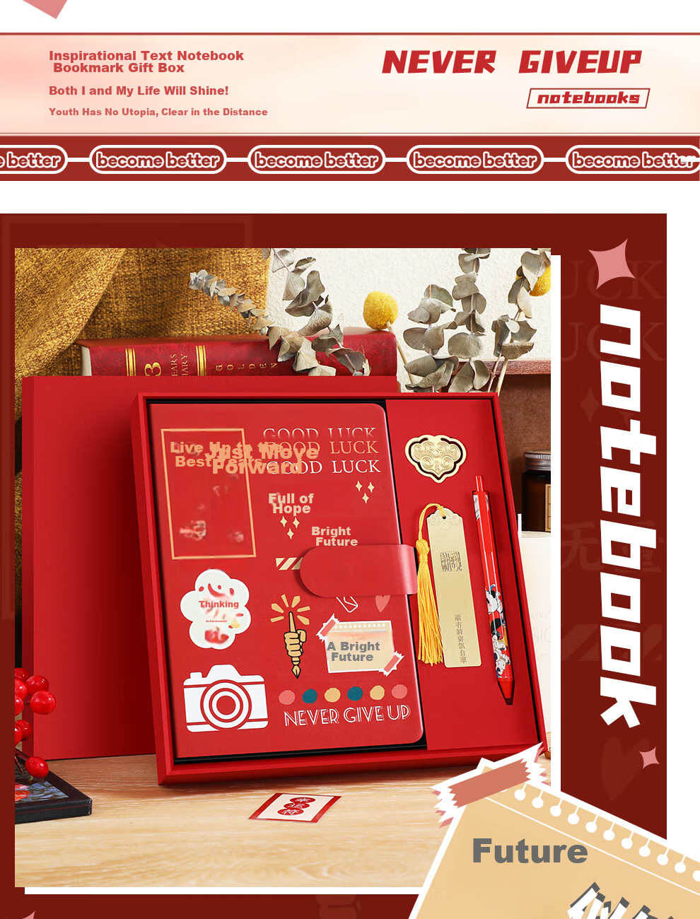 Faramon, Graduation Gift Box for Middle School And College Entrance Exams, Inspirational Stationery Set with Planner, High-Quality Gifts for Students, 18-Year Adults, Birthday Presents And Souvenirs, Orange 5