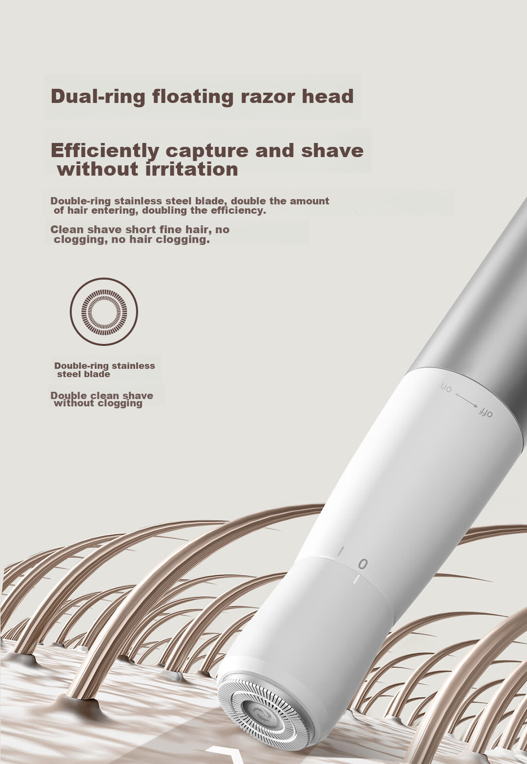 DOCOLAB Electric Hair Removal Device for Private Areas, Women's Intimate Shaver, Men's Genital Shaver, Underarm And Leg Hair Removal Tool with 4 Blades, Full Body Hair Removal Machine 10