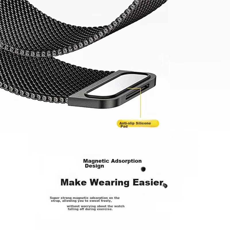ESCASE Magnetic Milanese Loop Compatible with Xiaomi Redmi Watch 5 Strap, Metal Magnetic Waterproof Breathable Buckle Replaceable Wristband for Xiaomi Redmi 4, Black 7