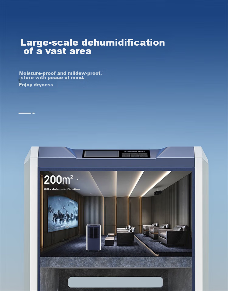 Deye Dehumidifier, Dehumidification Capacity 70 Liters/day Suitable for 200 Square Meters, High-Power Dehumidifier for Villas, Basements, Warehouses, Workshops DY-890C 12