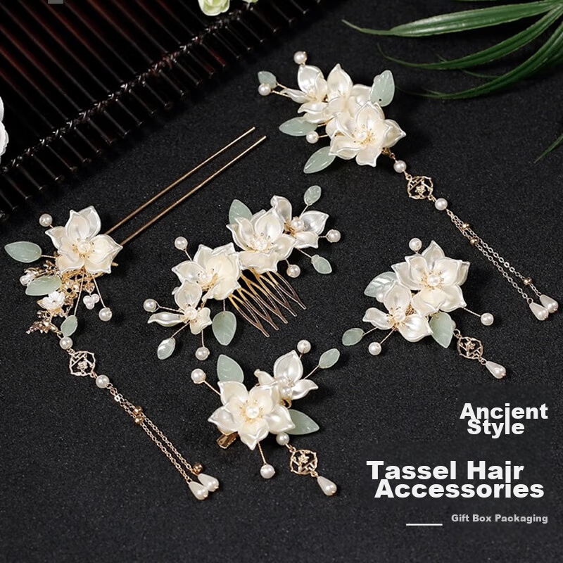 CHIMERA 5-Piece Ancient Chinese Style Hair Accessories Set Including Tassel Hairpin, Hair Stick, Hair Claw, And Headband - Mid-Autumn Festival Gift for Wome