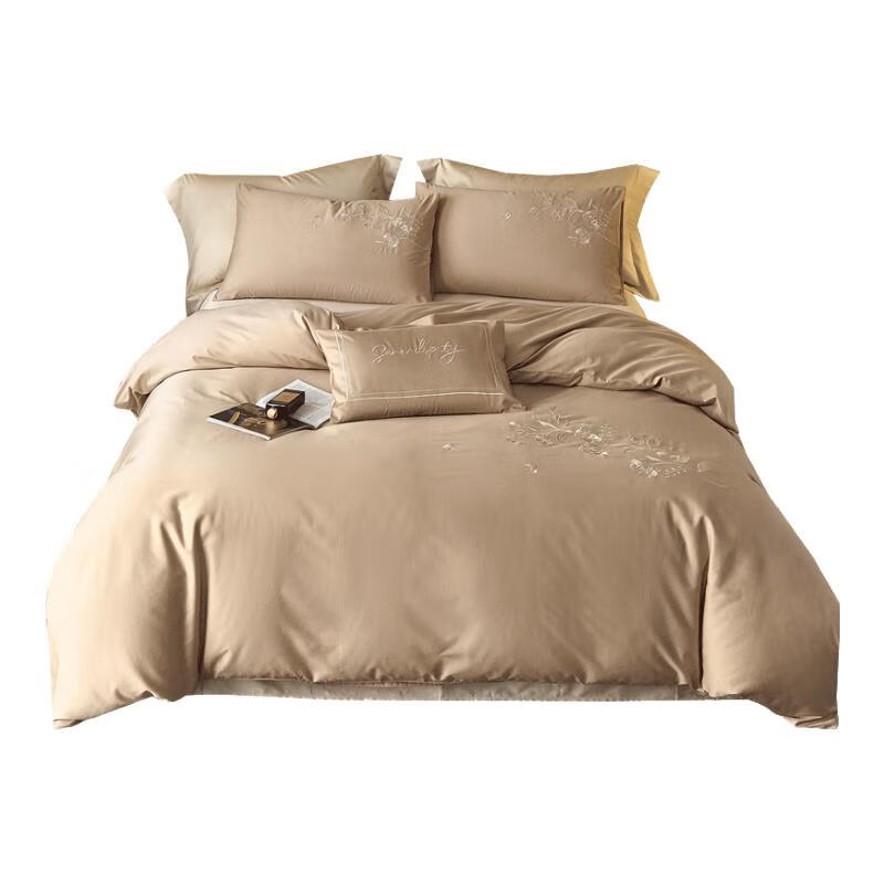 Dohia Home Textiles, 60-Count Pure Cotton Bedding Set of Four Pieces, Luxury Sateen All-Cotton Bed Sheet And Duvet Cover Home Set for 1.8/2.0m Bed, 229*230cm