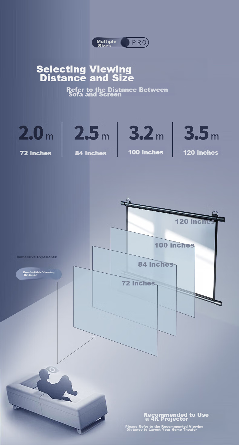MEISHUO 84-Inch 16:9 White Glass Fiber Wall-Mounted Projection Screen Easy Installation Projector Screen [No Drilling Required] High-Definition Projector Screen Compatible with Xiaomi, XGIMI, Jmgo, Epso 8