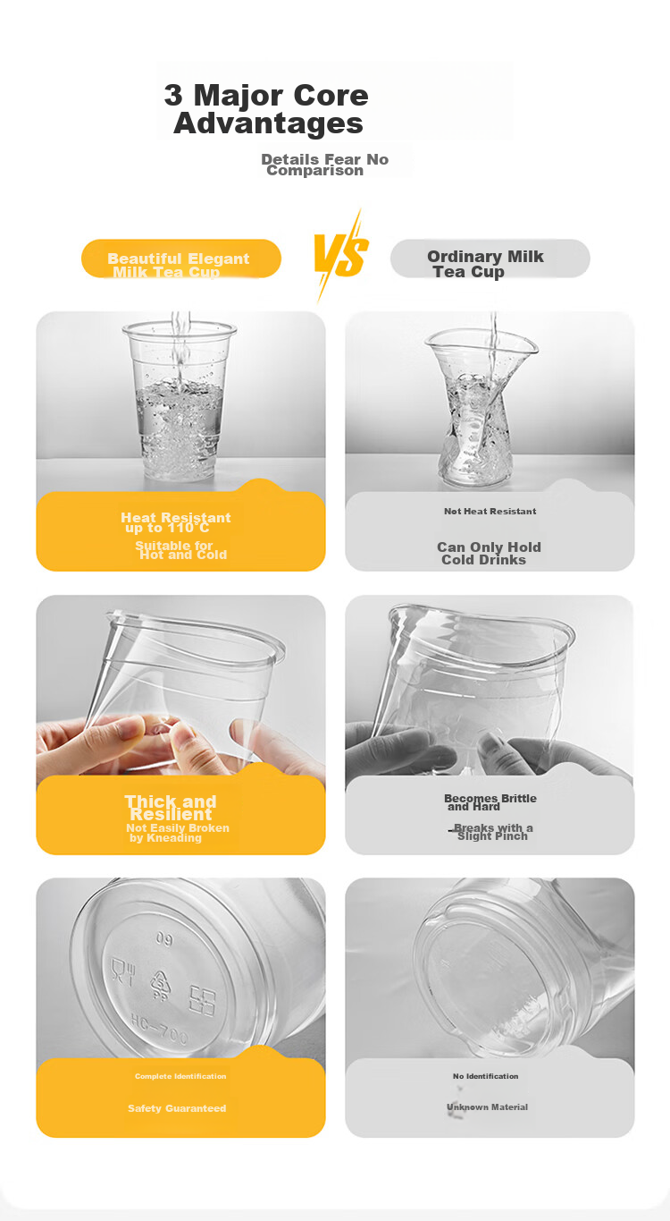 MARYYA Disposable Milk Tea And Coffee Cups, 500ml*20 Sets, Beverage Cups with Lids, Transparent Self-Made Cold Drink And Juice Cups 2