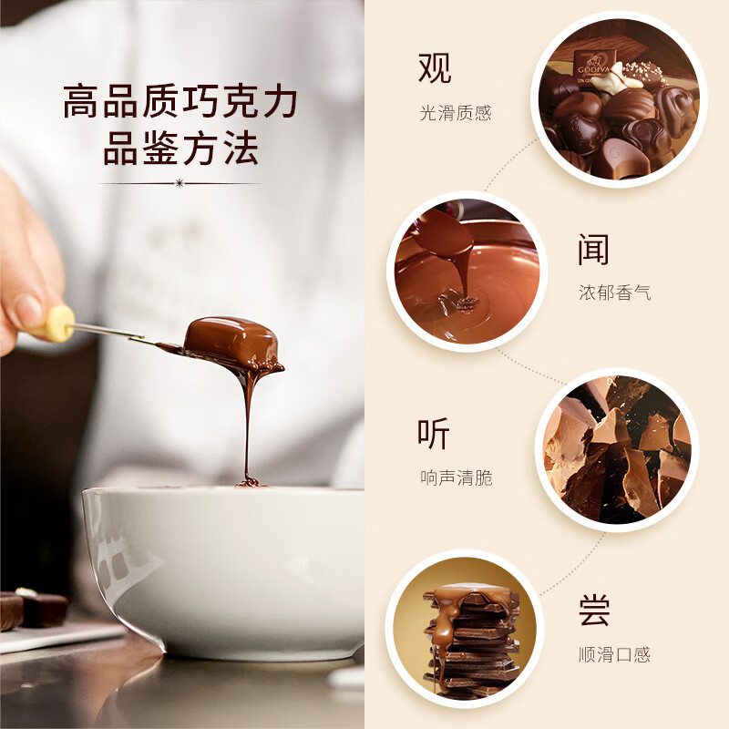 歌帝梵（Godiva）72%可可黑巧克力片21片装105g 休闲零食糖果 送女友 健康黑巧