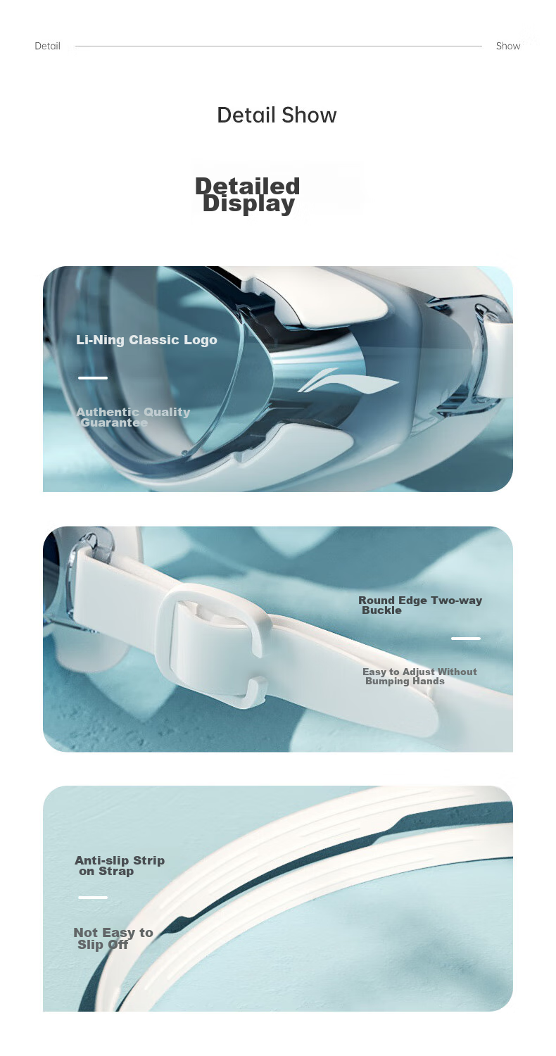 Li-Ning Swimming Goggles And Cap, Waterproof Anti-Fog High-Definition Swim Glasses for Men And Women, Myopia Swimming Goggles, Black 24-19 Myopia 450 Degrees 11