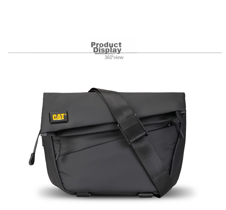 CAT Messenger Bag, Single Shoulder Crossbody Bag, 11-Inch IPad Briefcase, Trendy Chest Pack, Horizontal Style, Motorcycle Outdoor Bag, Black, 84561 13