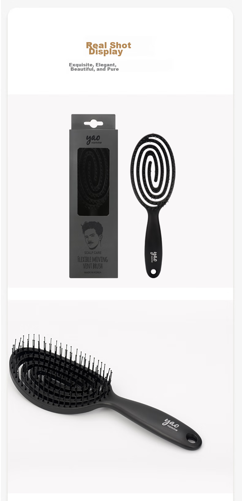 Yao Comb for Women, Elastic Massage Comb, Mid-Autumn Festival Gift, Zhang Yuying's Style, Dual-Use for Wet And Dry Hair, Oval Wood Grain Color 9