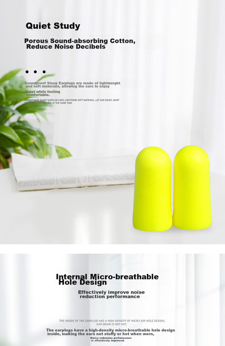 3M 312-1250 Soundproof Earplugs, Bullet-Shaped Foam, Comfortable for Work, Study, Dormitory, Anti-Snoring, 200 Pairs 4