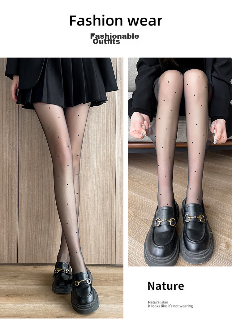 XUEXIMAN Sexy Stockings for Women, Black Silk, Sexy Polka Dots, 0D Ultra-Thin, Bare Leg Effect, Autumn Season, Pure Desire, Sexy Pantyhose 10