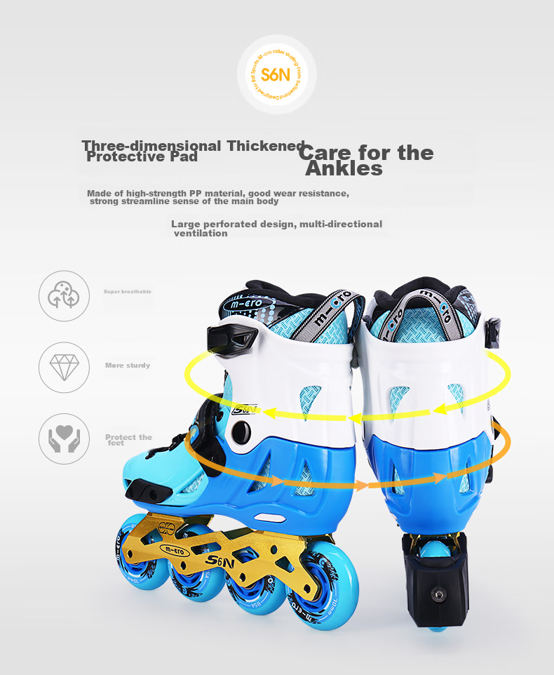 Micro Maiguo Roller Skates for Children, Boys And Girls, Hard Shell Flat Wheels, Micro Straight-Arrangement Inline Skates, S6N Pink Set, Size S 11