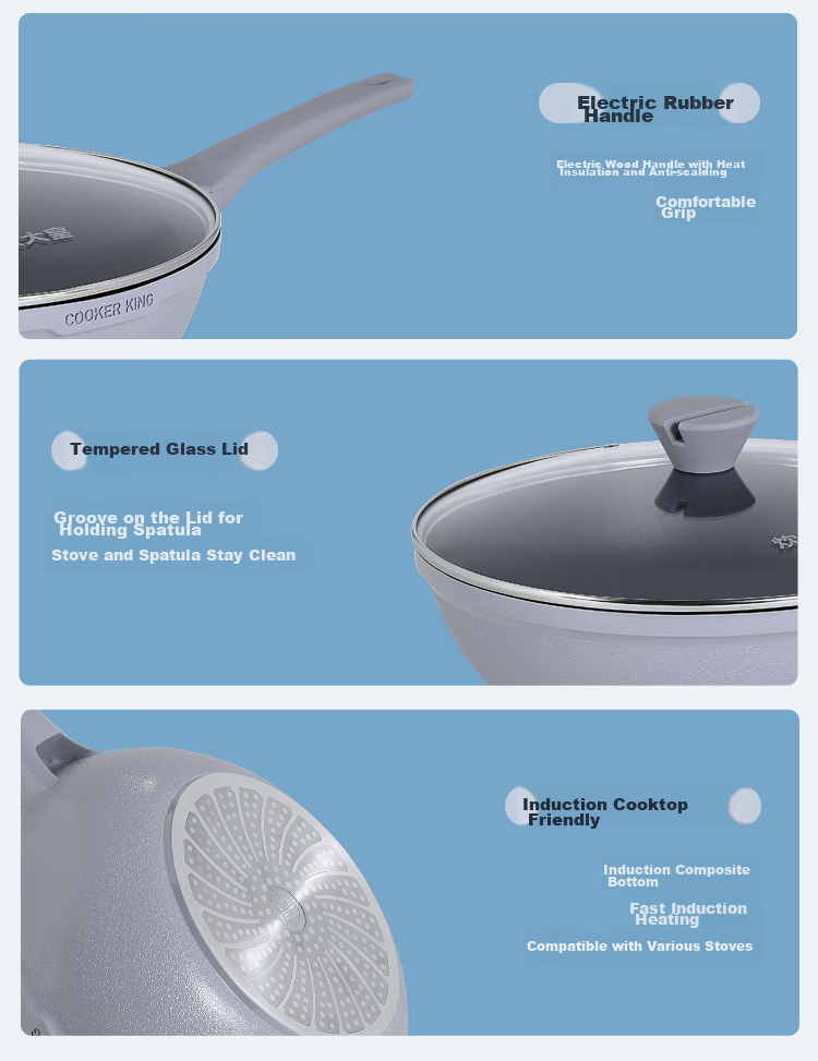 COOKER KING Wok, Easy-To Flat Bottom Non-Stick Pan, Stir-Fry And Frying Pan, 32cm, Compatible with Induction Cookers, Meishang BP50816 10