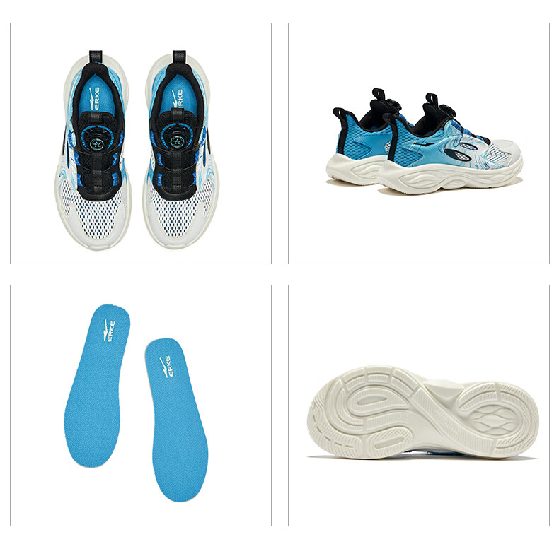 ERKE Children's Shoes, Boys' Summer Casual Shoes, Kids' Soft And Bouncy Lightweight Sandals, Erke White/Indigo Blue, Size 33 30