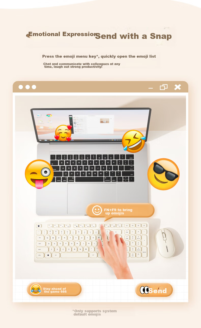 CHERRY DW2380 Wireless Keyboard And Mouse Combo Upgraded Version, 98-Key Quiet Membrane Keyboard, Mouse for Laptop, Cute Design for Girls, External, Wuyuan Gree 7