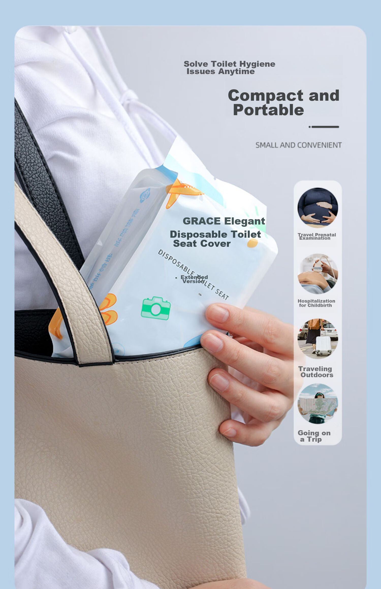 Grace Disposable Toilet Seat Covers, Waterproof, Individually Wrapped, PE Material, 30 Pieces 8
